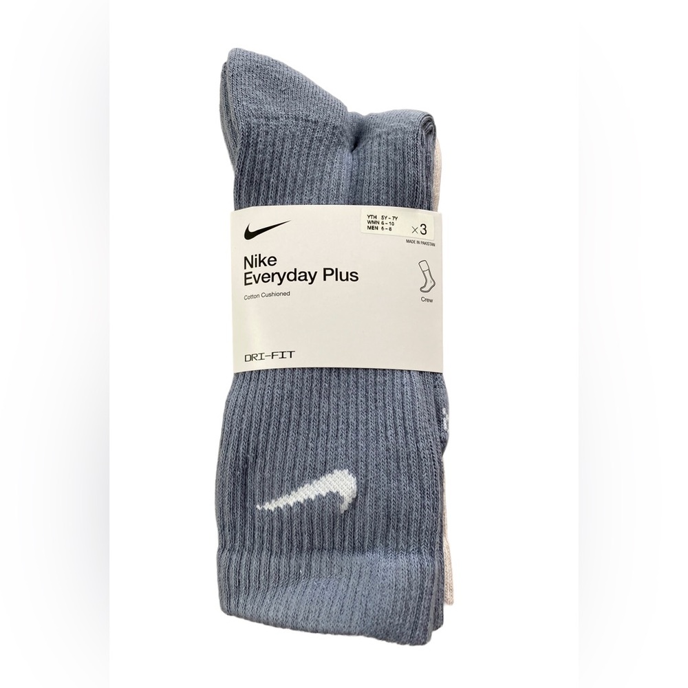 Nike 3-Pack Everyday Plus Cotton Cushioned Training Crew Socks M